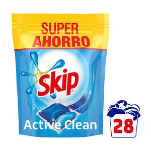 Skip  Detergente en Cápsulas  Active Clean Doble Líquido 28 lavados