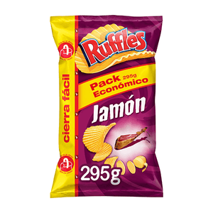 Patatas fritas onduladas sabor jamón Ruffles 295g