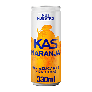 Refresco con gas  sabor naranja sin azúcar KAS lata 33cl