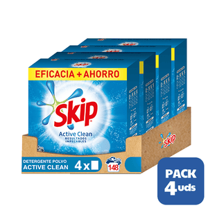 Pack 4 Skip Detergente Polvo Active Clean 37 lav
