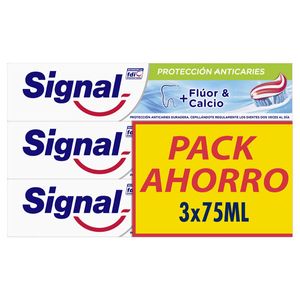 Signal Pasta de Dientes que fortalece el esmalte Anticaries con flúor y calcio 75ml x3