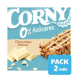 Pack Corny Barritas de Chocolate Blanco y 0% Azúcares Añadidos. 2 Packs de 6 Barritas de 20gr.