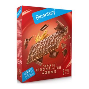 Bicentury Snack de Chocolate con Leche & Cereales 6x16