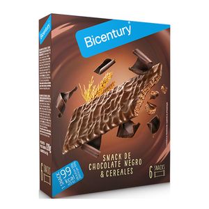 Bicentury Snack de Chocolate Negro & Cereales 6x16
