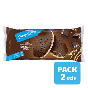 Pack Bicentury Tortitas de arroz integral con choco. Negro  (4x2) x 2