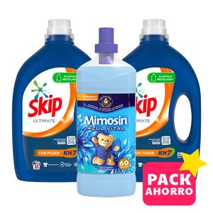 Pack Ahorro Skip Detergente Liquido con poder KH7 33 lav x2 + Mimosin Azul Vital 60 Lavados