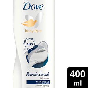Dove  Loción Corporal para piel seca Nutrición Esencial 48h de hidratación y suavidad 400ml