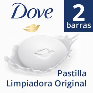 Dove  Pastilla Limpiadora para uso diario Original con 1/4 de crema hidratante que deja tu piel suave 90gr x2