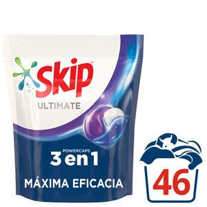 Skip Ultimate Detergente en Cápsulas para la ropa Máxima Eficacia Acción 3 en 1 poder quitamanchas 46 lavados